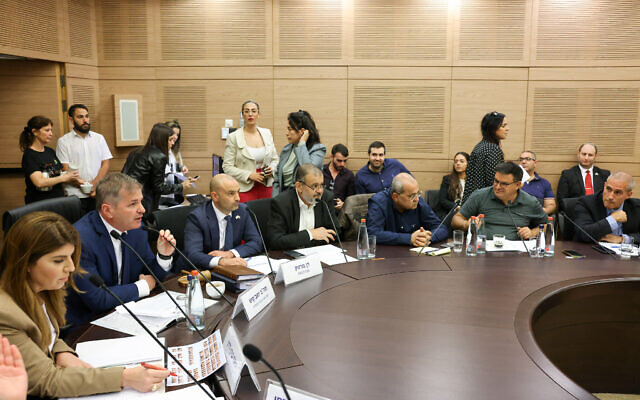 Likud MK Yoav Kisch (second from left) opens the first meeting of the Knesset Arrangements Committee in the 25th Knesset on November 16, 2022. (Noam Moskowitz/Knesset)