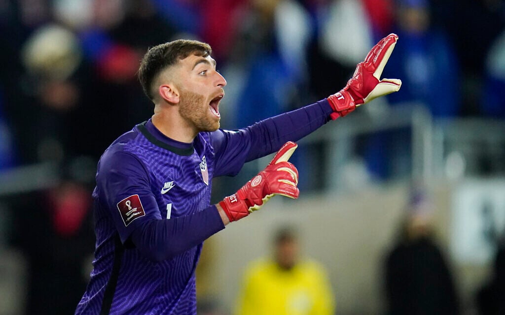 United States goalkeeper Matt Turner talks to teammates during the second half of a FIFA World Cup qualifying soccer match against El Salvador, Thursday, Jan. 27, 2022, in Columbus, Ohio. (AP Photo/Julio Cortez, File) United States goalkeeper Matt Turner talks to teammates during the second half of a FIFA World Cup qualifying soccer match against El Salvador, Thursday, Jan. 27, 2022, in Columbus, Ohio. (AP Photo/Julio Cortez, File)