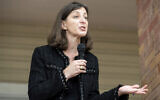 Rep. Elaine Luria, representing the 2nd district in Virginia, speaks at an event on Oct. 30, 2022 in Suffolk, Virginia (AP Photo/Mike Caudill, File)