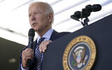 President Joe Biden speaks about the CHIPS and Science Act, a measure intended to boost the semiconductor industry and scientific research, at communications company ViaSat, Friday, Nov. 4, 2022, in Carlsbad, Calif. (AP/Patrick Semansky)