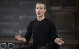 Facebook CEO Mark Zuckerberg speaks at Georgetown University in Washington, October 17, 2019. (Nick Wass/AP)