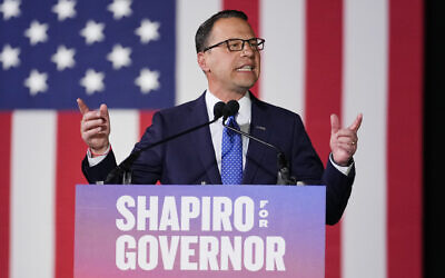 Pennsylvania Democratic gubernatorial candidate Josh Shapiro, the state's attorney general, attends an election night event, November 8, 2022, in Oaks, Pennsylvania (AP Photo/Matt Slocum)