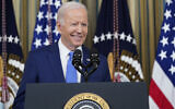 US President Joe Biden arrives to speak in the State Dining Room of the White House in Washington, Wednesday, Nov. 9, 2022. (AP/Susan Walsh)