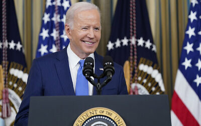 US President Joe Biden arrives to speak in the State Dining Room of the White House in Washington, Wednesday, Nov. 9, 2022. (AP/Susan Walsh) US President Joe Biden arrives to speak in the State Dining Room of the White House in Washington, Wednesday, Nov. 9, 2022. (AP/Susan Walsh)