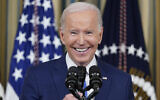 US President Joe Biden smiles as he speaks in the State Dining Room of the White House in Washington, Wednesday, Nov. 9, 2022. Biden turns 80 on Sunday, Nov. 20. (AP/Susan Walsh)