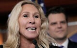 Rep. Marjorie Taylor Greene, Republican-Georgia, speaks during a news conference at the Capitol in Washington on November 17, 2022.  (J. Scott Applewhite/AP)