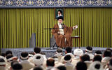 In this picture released by the official website of the office of the Iranian supreme leader, Supreme Leader Ayatollah Ali Khamenei speaks during a meeting with a group of Basij paramilitary force in Tehran, Iran, Saturday, Nov. 26, 2022.  (Office of the Iranian Supreme Leader via AP)