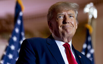 Former US president Donald Trump announces he is running for president for the third time at Mar-a-Lago in Palm Beach, Florida, Nov. 15, 2022. (AP/Andrew Harnik)