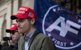 Far-right activist Nick Fuentes holds a rally at the Lansing Capitol in Lansing, Michigan, November 11, 2020. (Nicole Hester/ Ann Arbor News via AP)