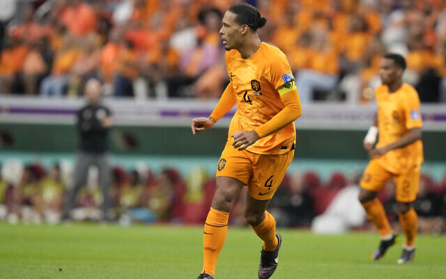 Virgil van Dijk of the Netherlands plays during the World Cup group A soccer match between the Netherlands and Qatar, at the Al Bayt Stadium in Al Khor , Qatar, Tuesday, Nov. 29, 2022. (AP Photo/Darko Bandic) Virgil van Dijk of the Netherlands plays during the World Cup group A soccer match between the Netherlands and Qatar, at the Al Bayt Stadium in Al Khor , Qatar, Tuesday, Nov. 29, 2022. (AP Photo/Darko Bandic)