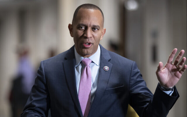 House Democratic Caucus Chair Hakeem Jeffries arrives for leadership elections at the Capitol in Washington, November 30, 2022. (AP Photo/J. Scott Applewhite) House Democratic Caucus Chair Hakeem Jeffries arrives for leadership elections at the Capitol in Washington, November 30, 2022. (AP Photo/J. Scott Applewhite)