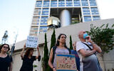 Israelis protest outside the IDF's headquarters in Tel Aviv, calling to release information about a Military Intelligence officer who died in prison, on June 7, 2021 (Tomer Neuberg/Flash90/File)