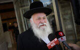 United Torah Judaism chairman Rabbi Yitzchak Goldknopf seen after coalition talks at a hotel in Jerusalem on November 6, 2022. (Yonatan Sindel/Flash90)