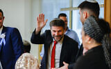 Religious Zionist party head MK Bezalel Smotrich arriving at a faction meeting of the Religious Zionist party at the Knesset, November 15, 2022. (Olivier Fitoussi/Flash90)