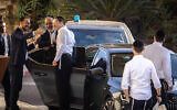 Shas chairman Aryeh Deri seen after coalition talks at a hotel in Jerusalem on November 21, 2022 (Courtesy Olivier Fitoussi/Flash90)