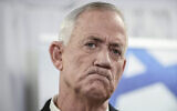Defense Minister Benny Gantz at a press conference in Ramat Gan, November 29, 2022. (Tomer Neuberg/Flash90)