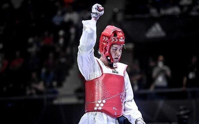 Israeli taekwondo fighter Dana Azran after winning the silver medal at the World Taekwondo Championships, on November 18, 2022 (Israeli Taekwondo Federation) Israeli taekwondo fighter Dana Azran after winning the silver medal at the World Taekwondo Championships, on November 18, 2022 (Israeli Taekwondo Federation)