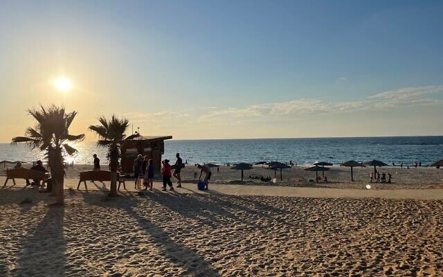 Israeli seen at Palmachim beach on November 1, 2022 (Carrie Keller-Lynn/Times of Israel)
