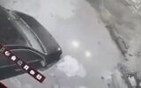 Screen capture of CCTV footage purportedly showing Israeli settlers vandalizing cars in the Palestinian village of Beit Iska, northwest of Jerusalem, November 3, 2022. (Twitter. Used in accordance with Clause 27a of the Copyright Law)