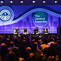 A panel discussion at the JFNA General Assembly in Chicago on October 30, 2022. (Jewish Federations of North America)