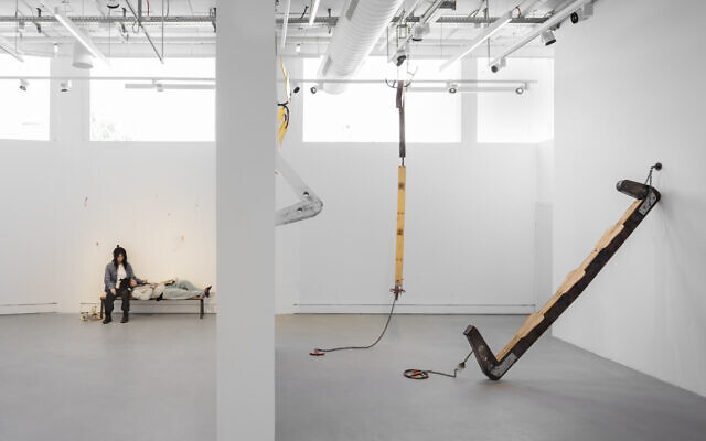 Tomer Dekel's 'Valhalla' exhibit of Viking-esque playground equipment at Artport through November 26, 2022 (Courtesy Artport)