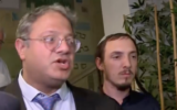 Religious Zionism MK Itamar Ben Gvir, left, and adviser Chanamel Dorfman. (Screen capture/Channel 13; used in accordance with Clause 27a of the Copyright Law)