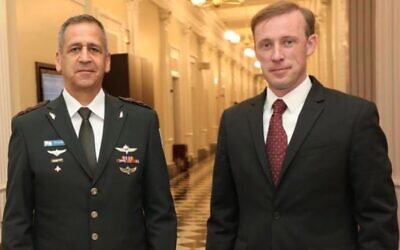 File: IDF Chief of Staff Aviv Kohavi (L) and US National Security Adviser Jake Sullivan meet in Washington on June 23, 2021. (Israel Defense Forces)