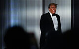 Former US president Donald Trump takes the stage at Mar-a-Lago in Palm Beach, Florida, November 18, 2022. (AP Photo/Rebecca Blackwell)