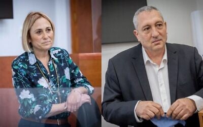 Hadas Klein and Nir Hefetz appear separately in the Jerusalem District Court for their testimony in Benjamin Netanyahu's corruption trial. (Flash90)