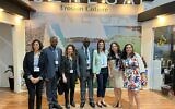 From left: Sinai Gohar Barak, International Ecosystem Development, DeserTech, M.Toumany Diallo, Director of Mali's  Great Green Wall agency, Tal Biran Ben Gal of the DeserTech Innovation Leaders Program, M. Modibo Kone, Mali's Environment and Sustainable Development Minister, Nicole Hod Stroh, Executive Director of the Merage Foundation Israel, Andrea Meza, UNCCD Deputy Executive Secretary, and Sarah Toumi of the Great Green Wall Accelerator.  (Courtesy, Desertech Community)