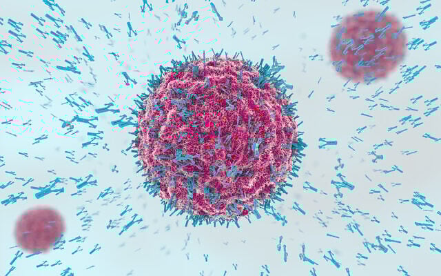 Illustrative image: antibodies attacking a cell (Christoph Burgstedt via iStock by Getty Images)