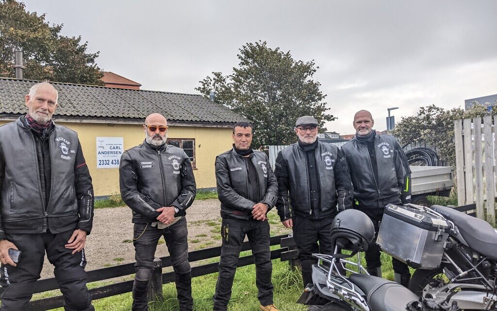 Members of MuJu & Co. stop for lunch in the fishing village of Hundested, west of Copenhagen, on October 15, 2022. (Melanie Lidman)