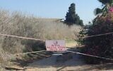 A 'Keep Out' sign at Moshav Beit Herut in central Israel warns of a bird flu outbreak, November 28, 2022. (Agriculture Ministry)