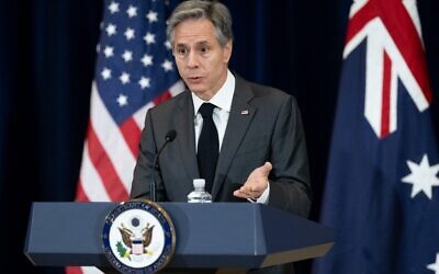 US Secretary of State Antony Blinken holds a press conference during the 32nd annual Australia - US Ministerial (AUSMIN) consultations at the State Department in Washington, DC, December 6, 2022. (SAUL LOEB / AFP)