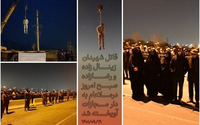 A picture obtained from the Iranian Mizan News Agency on December 12, 2022, shows the public execution of Majid Reza Rahnavard in Iran's Mashhad city. (MIZAN NEWS / AFP)