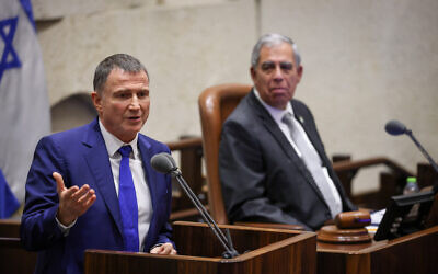 Likud MK Yuli Edelstein speaks in the Knesset on December 6, 2022. (Noam Moskowitz/Knesset) Likud MK Yuli Edelstein speaks in the Knesset on December 6, 2022. (Noam Moskowitz/Knesset)