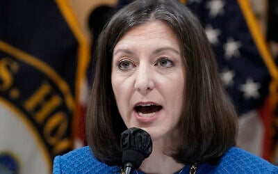 Democratic Representative Elaine Luria of Virginia speaks as the House select committee investigating the January 6 attack on the US Capitol holds a hearing at the Capitol in Washington on July 21, 2022. (AP Photo/J. Scott Applewhite, File)