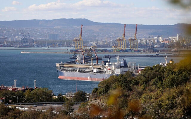 An oil tanker is moored at the Sheskharis complex, part of Chernomortransneft JSC, a subsidiary of Transneft PJSC, in Novorossiysk, Russia, October 11, 2022, one of the largest facilities for oil and petroleum products in southern Russia. (AP Photo, File) An oil tanker is moored at the Sheskharis complex, part of Chernomortransneft JSC, a subsidiary of Transneft PJSC, in Novorossiysk, Russia, October 11, 2022, one of the largest facilities for oil and petroleum products in southern Russia. (AP Photo, File)