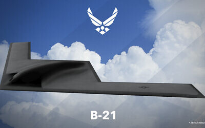 This undated artist rending provided by the U.S. Air Force shows a US Air Force graphic of the Long Range Strike Bomber, designated the B-21. (US Air Force via AP)