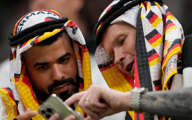 Fans wait for the start of the World Cup group E soccer match between Costa Rica and Germany at the Al Bayt Stadium in Al Khor , Qatar, December 1, 2022.  (Darko Bandic/AP)