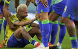 Brazil's Neymar cries after the penalty shootout loss at the World Cup quarterfinal soccer match between Croatia and Brazil, at the Education City Stadium in Al Rayyan, Qatar, Friday, Dec. 9, 2022. (AP Photo/Martin Meissner)