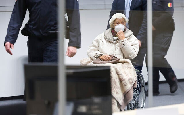 Irmgard Furchner appears in court for the verdict in her trial in Itzehoe, Germany, December 20, 2022. (Christian Charisius/Pool Photo via DPA)