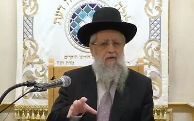 A screen grab of Rabbi David Yosef, December 2022. (Screen grab via Twitter, used in accordance with Clause 27a of the Copyright Law)