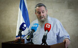 Noam party leader MK Avi Maoz speaks during a faction meeting at the Knesset, on November 28, 2022. (Olivier Fitoussi/Flash90)