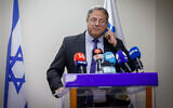 Otzma Yehudit head MK Itamar Ben Gvir speaks during his party's Knesset faction meeting. (Olivier Fitoussi/Flash90)