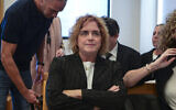 A hearing at the Tel Aviv Magistrate's Court about the prosecutor's request to issue a restraining order against Likud activist Orly Lev, who harassed the lead prosecutor in Prime Minister Benjamin Netanyahu's trial, Liat Ben-Ari, on December 1, 2022, in Tel Aviv. (Avshalom Sassoni/Flash90)