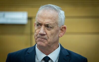 Benny Gantz at the Knesset on December 6, 2022 (Yonatan Sindel/Flash90)