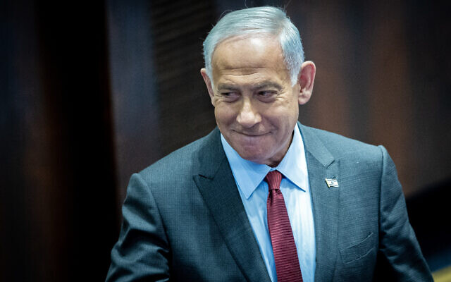 Likud leader Benjamin Netanyahu at the Knesset on December 13, 2022. (Yonatan Sindel/Flash90)