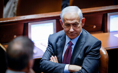 Likud leader MK Benjamin Netanyahu at the Knesset on December 19, 2022 (Olivier Fitoussi/Flash90)