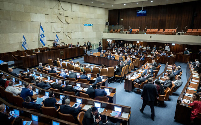 A vote being held in the Knesset on December 20, 2022. (Yonatan Sindel/Flash90) A vote being held in the Knesset on December 20, 2022. (Yonatan Sindel/Flash90)